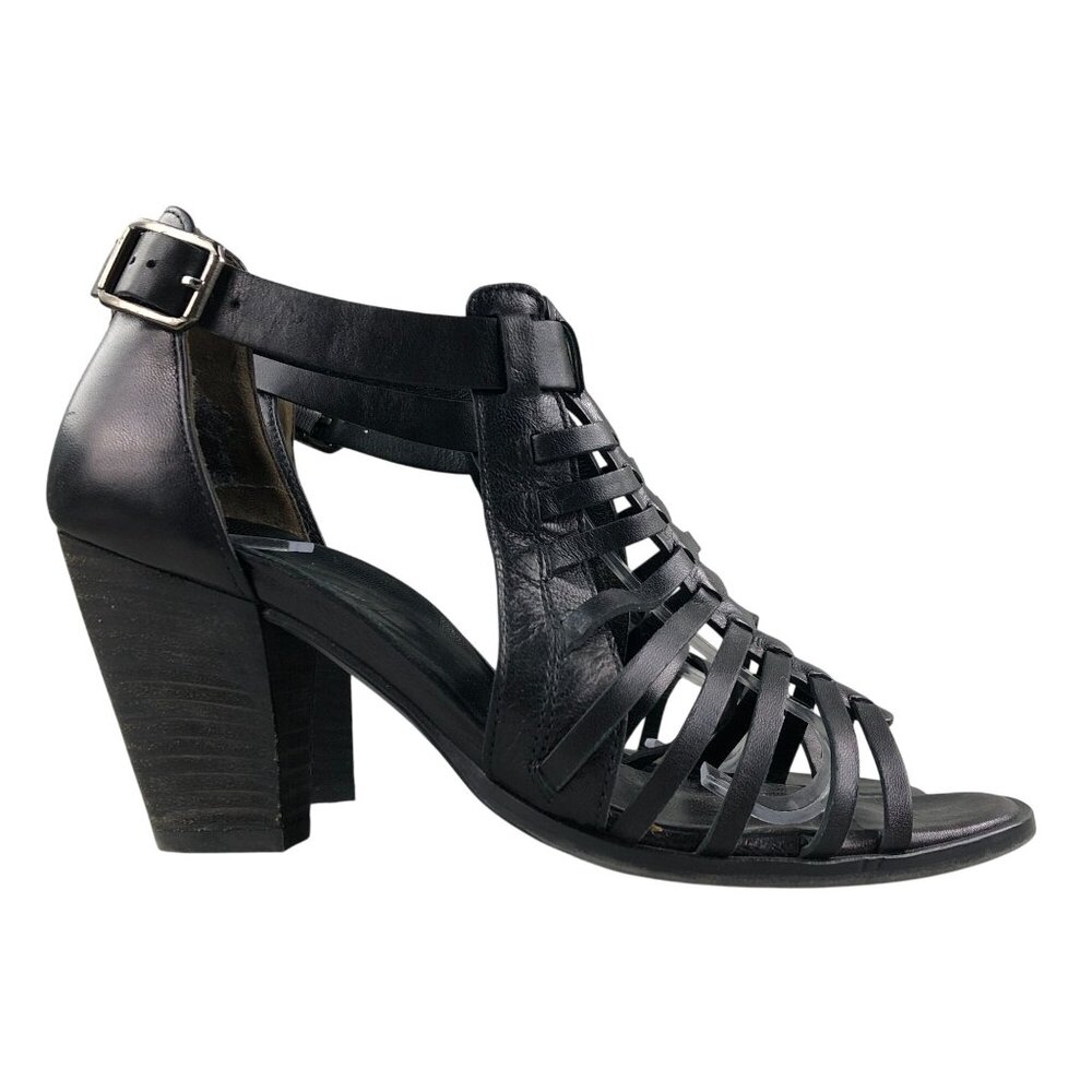 Paul Green Size 5 (US 7.5) Christy Black Leather Open Toe High Heel Sandals FAIR
